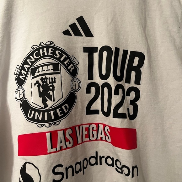 Adidas MANCHESTER UNITED USA TOUR 2023 TEE T-SHIRT Sz M Snapdragon - Picture 3 of 7